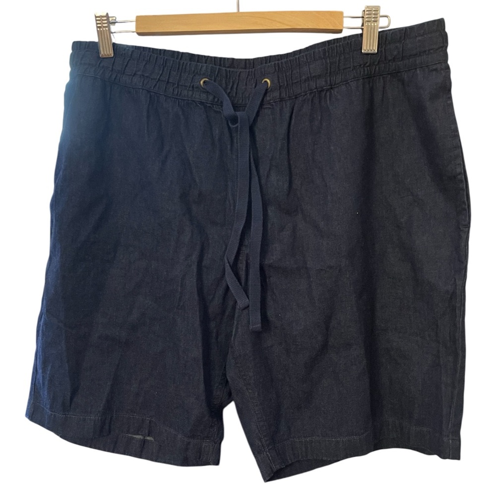 J Crew Mens Stadium Shorts Sz XL Blue Jean Denim Cotton Elastic Waist Pockets
